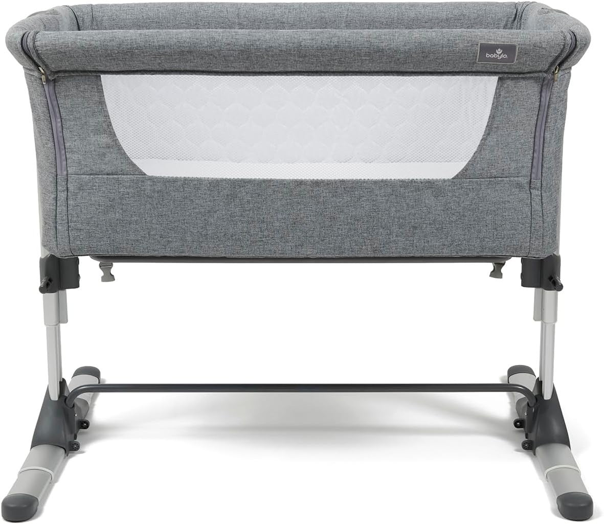 Bedside Baby Co-Sleeper Cot Adjustable Height Crib with Mattress Grey