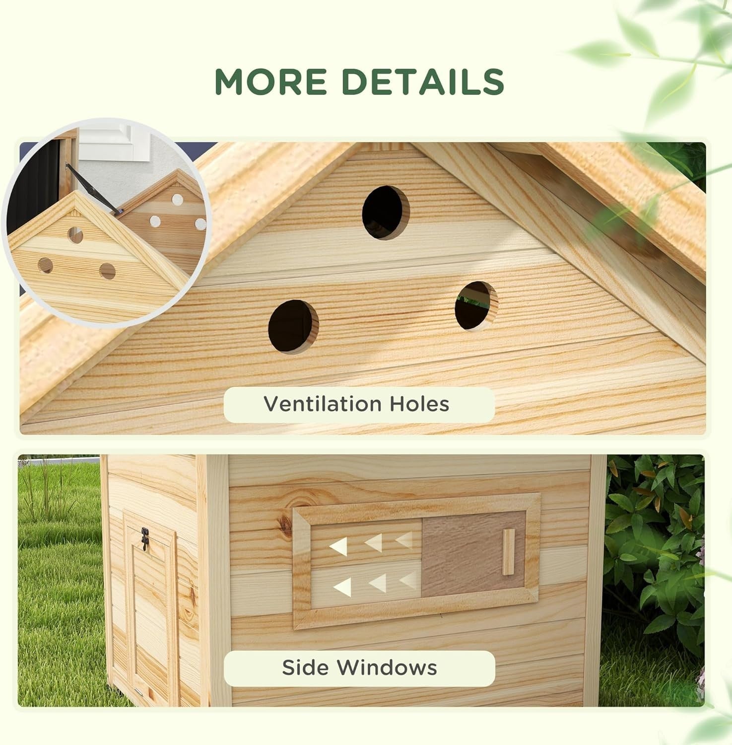 Wooden Duck House Outdoor Poultry Coop 78x90x92cm Roof