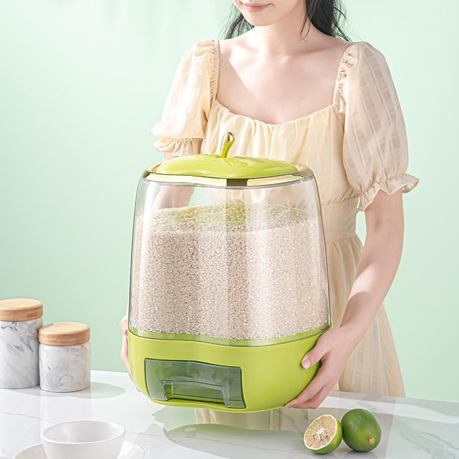 10KG Airtight Rice Storage Compartment Transparent Grain Container