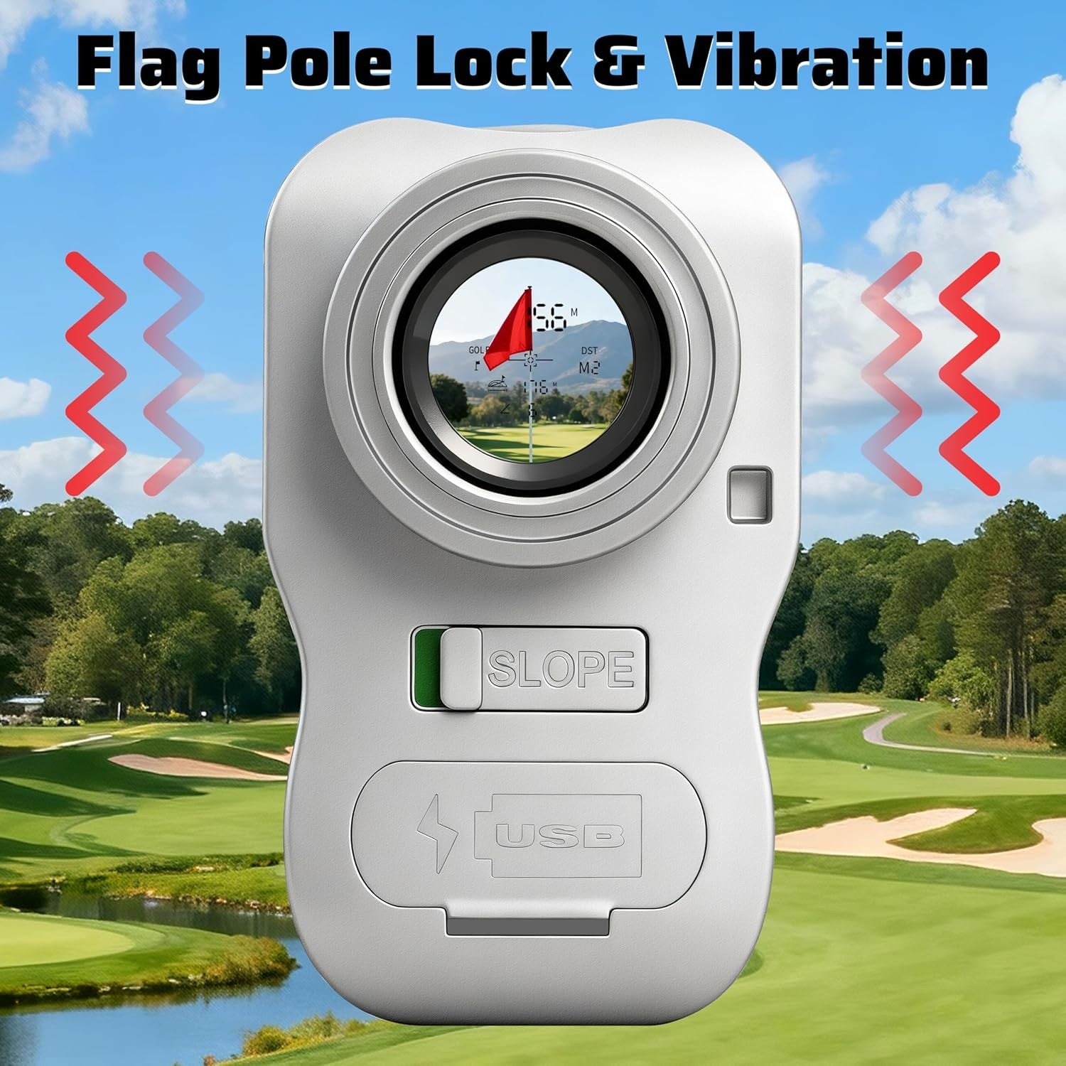 Golf Rangefinder 1200Y Slope 7X Magnification Flag Lock Rechargeable