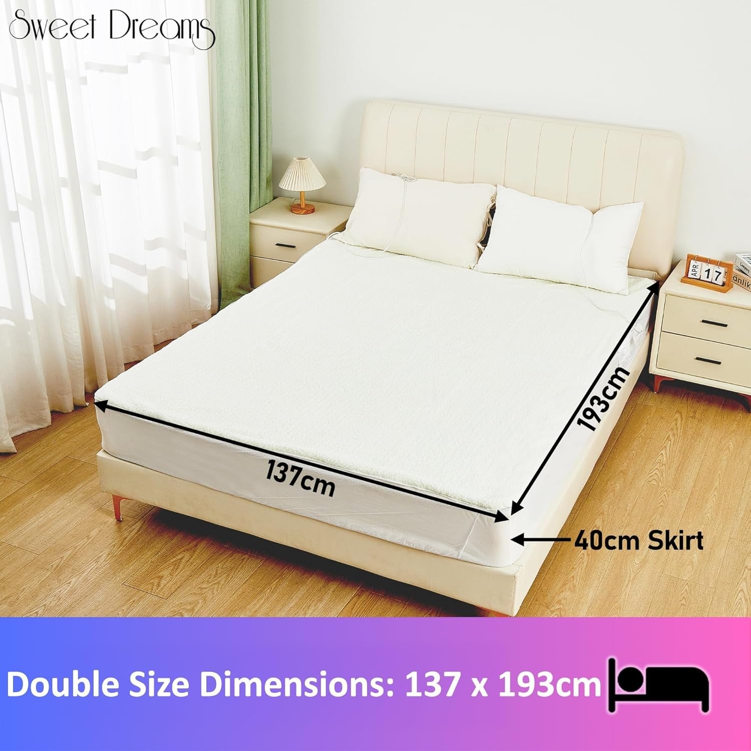 Double Electric Underblanket Dual Control Luxury Fleece Fast Heat Auto Off