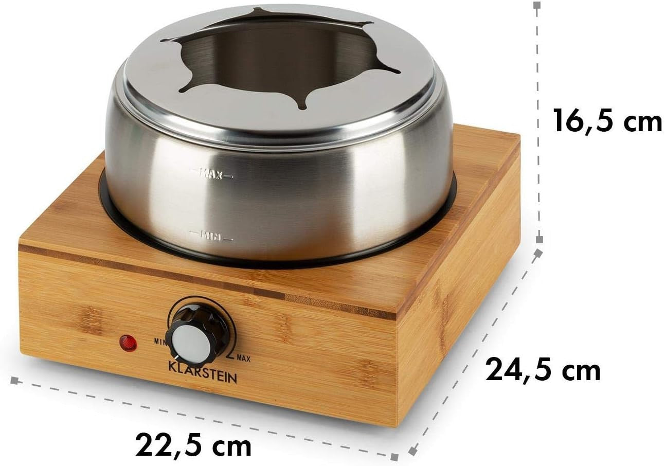 Electric Fondue Set 1.3L Cheese Chocolate Pot 6 Forks Bamboo Base