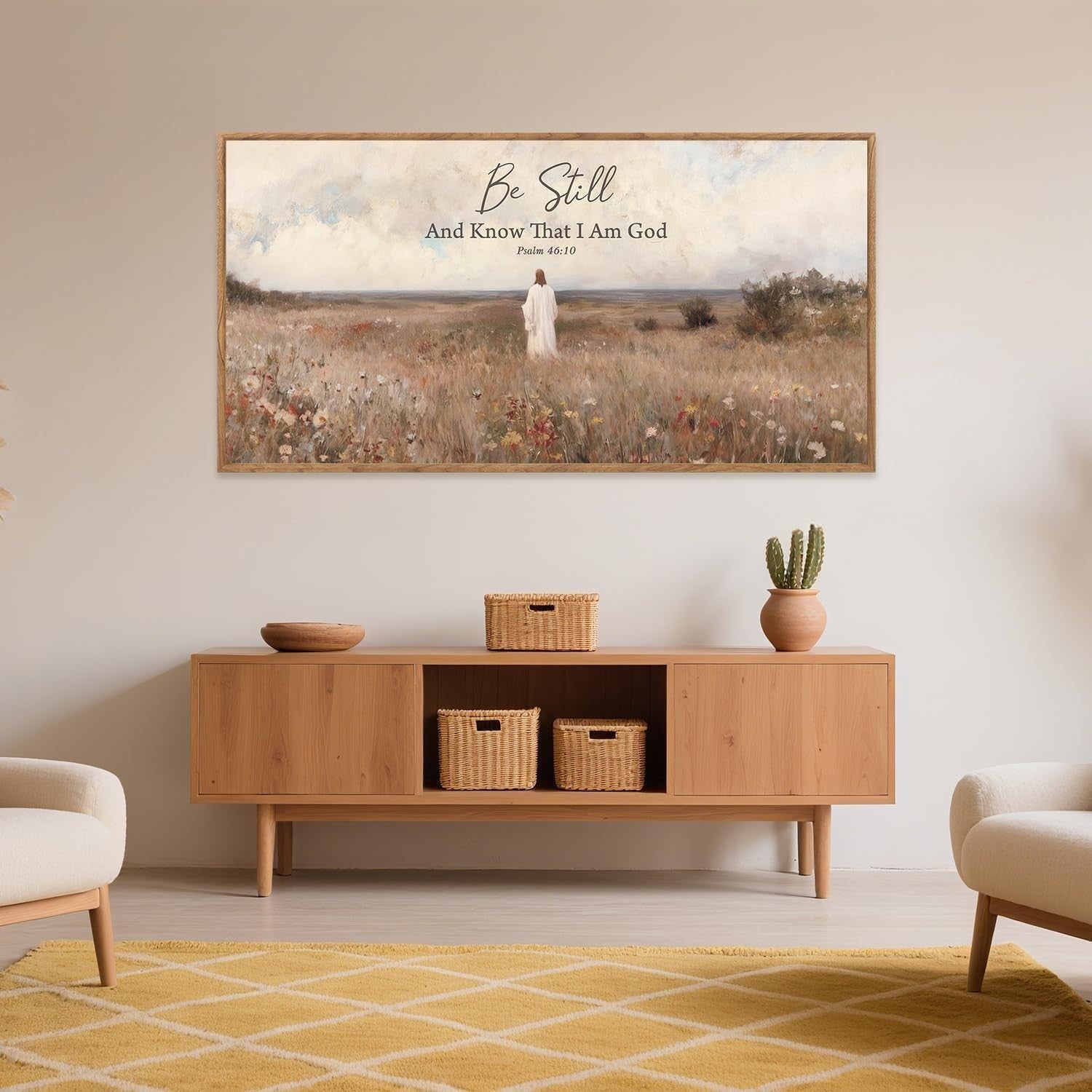 Be Still and Know God Wall Art Framed Canvas Christian Bible Verse 20x40