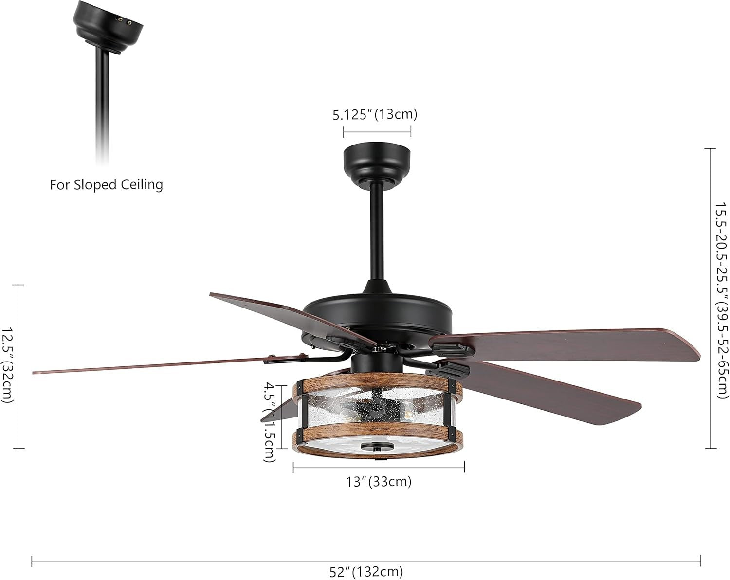 JONATHAN Y Joanna 52" LED Ceiling Fan, Rustic Iron/Wood, App & Remote