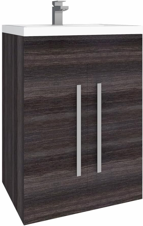 600mm Grey Floor Standing Vanity Unit with Basin Sink & Bathroom Storage