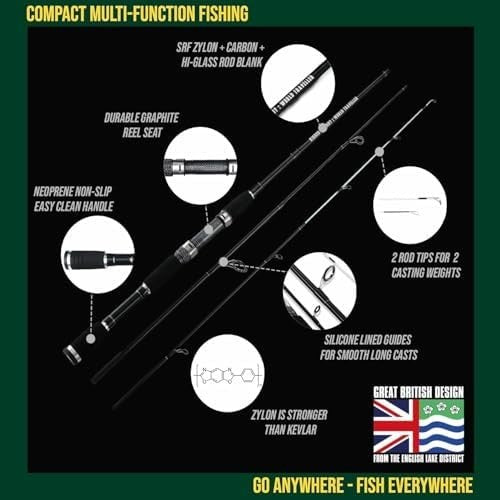Compact Travel Fishing Rod Combo – 3 Tips, Spinning & Baitcast, Portable