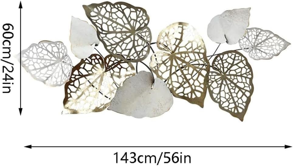 Large Metal Leaves Wall Art Sculpture 143cm Luxury Modern Living Room Decor
