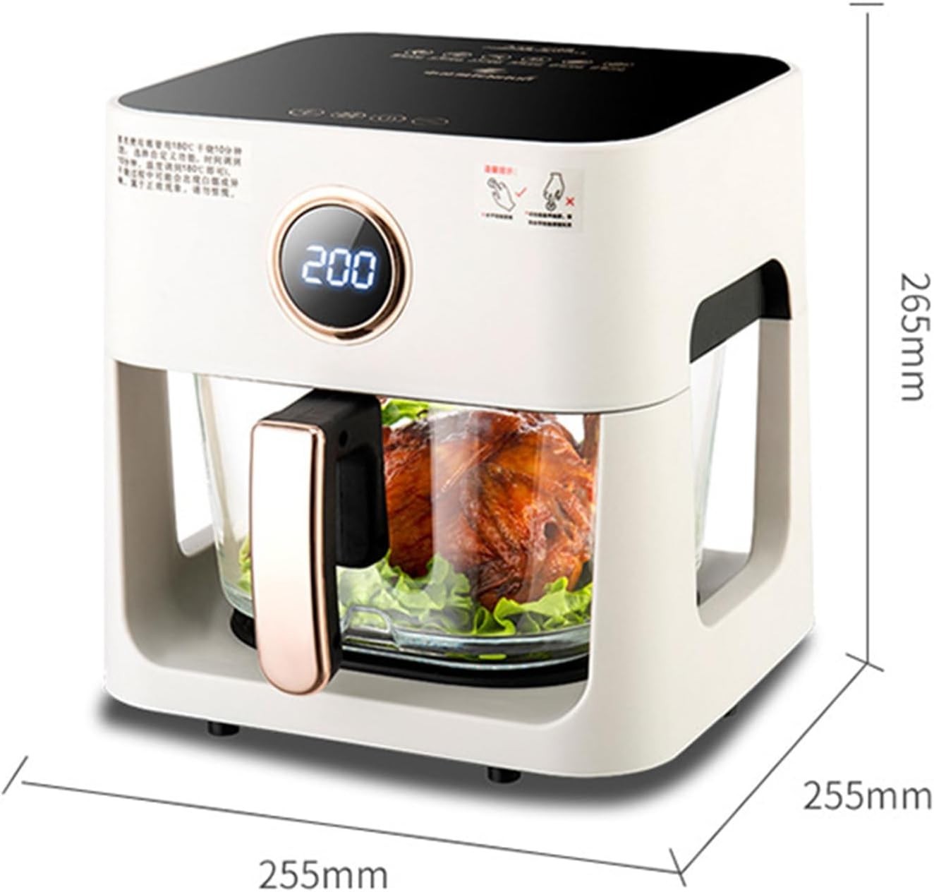 5L Air Fryer With Viewing Window 1200W Oil Free One Touch White