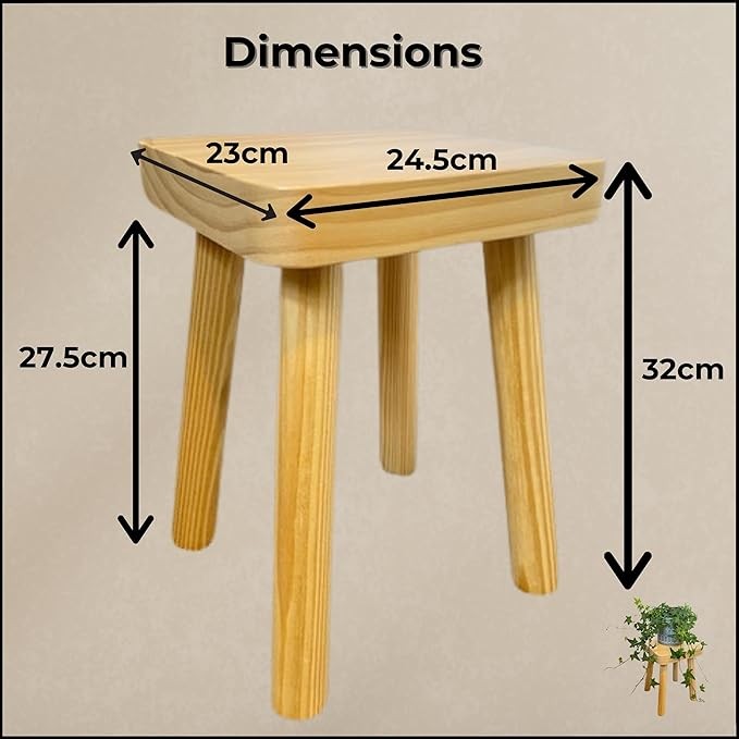 Wooden Plant Stand Small Stool Table Rustic Indoor Flower Pot Holder Natural