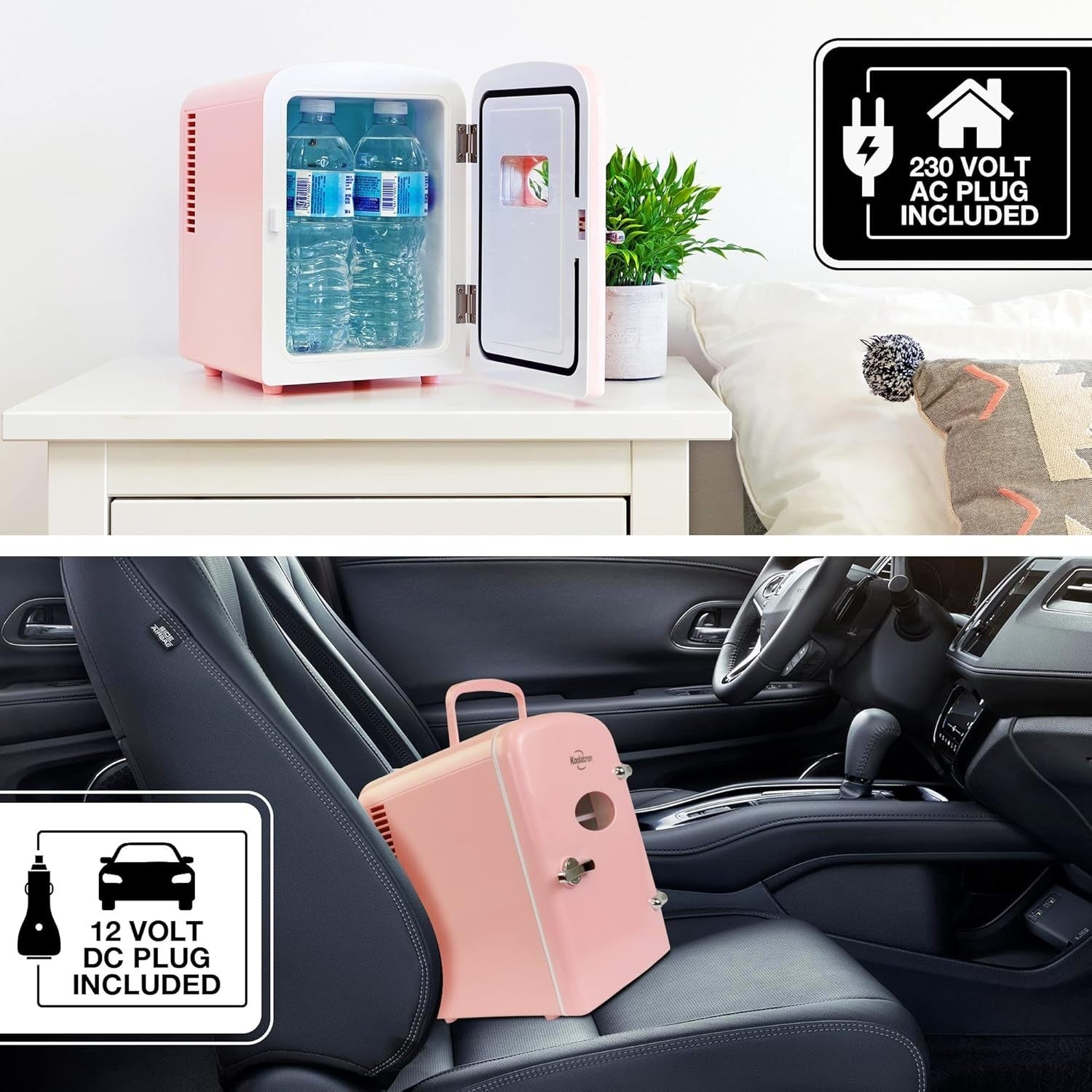 4L Mini Fridge Portable Retro Cooler Bedroom Office Travel Pink