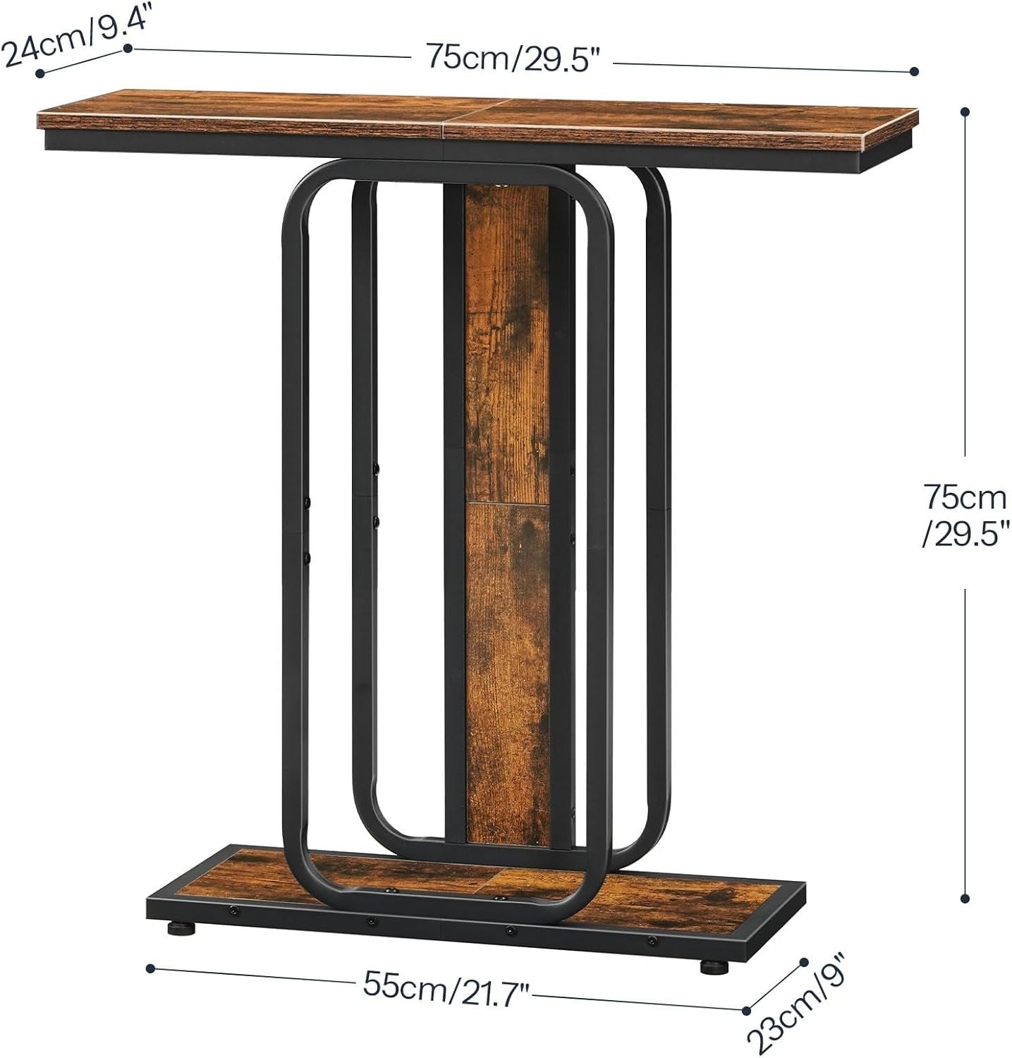 Slim Console Table Narrow 2-Tier Rustic Hallway Shelf for Entryway, Foyer
