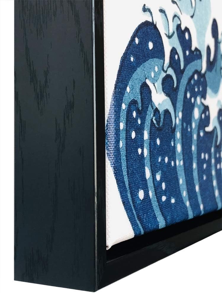 Great Wave Canvas Wall Art 90x60cm Black Framed Print