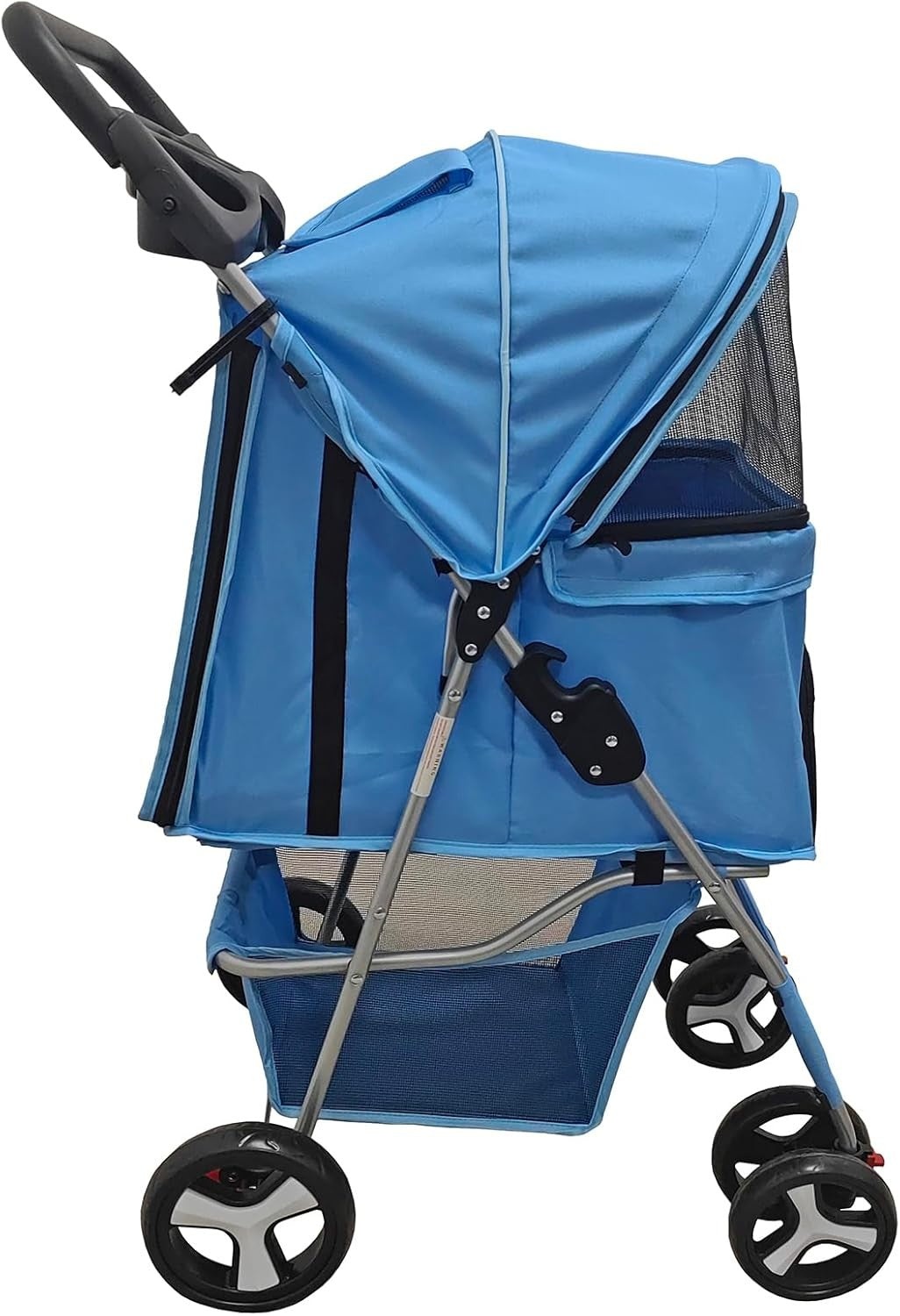 Pet Travel Stroller Dog Cat Pushchair Foldable Swivel Wheels 15kg Blue