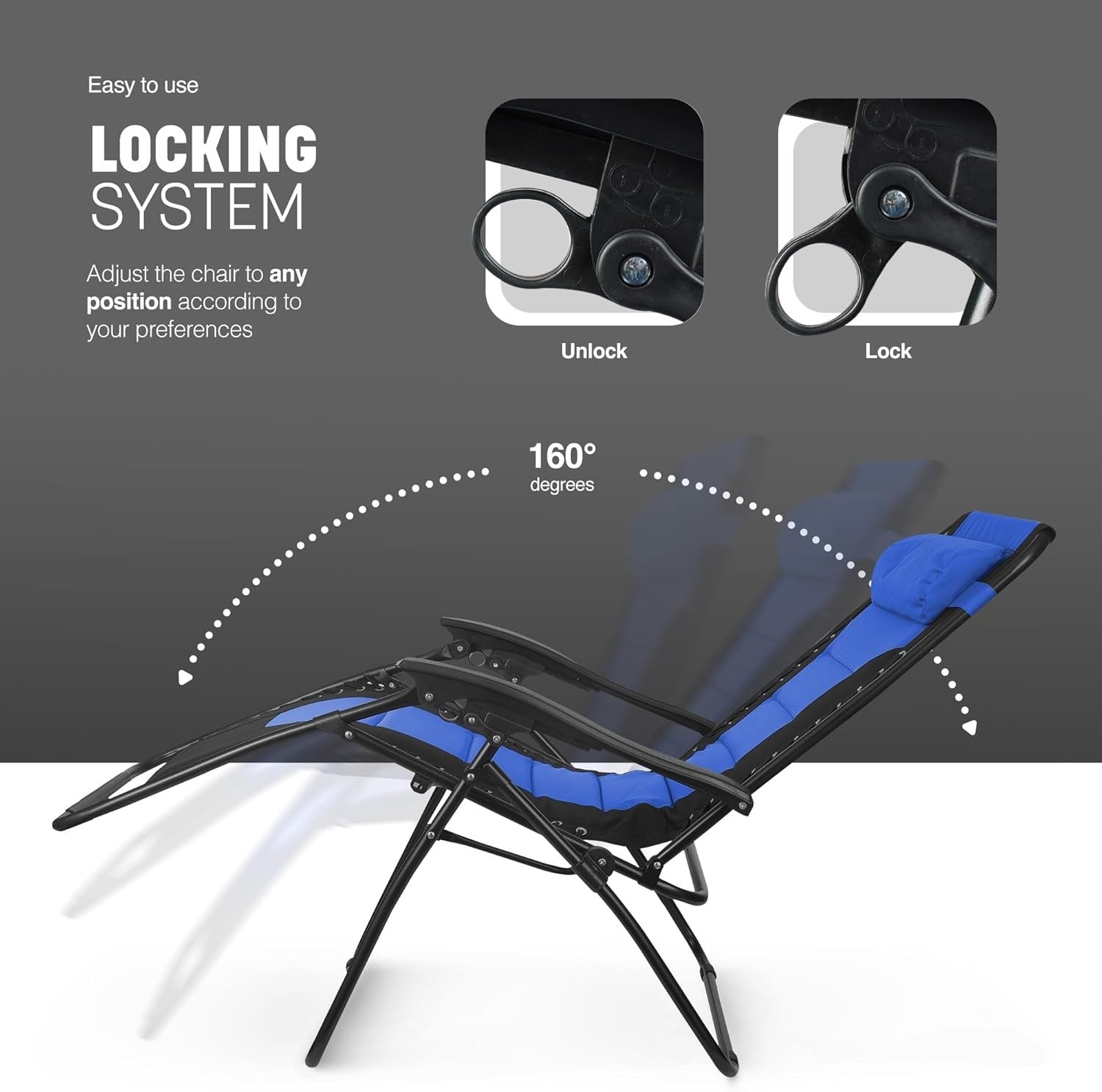 Zero Gravity Reclining Chairs Set of 2 – XXL Heavy Duty, Padded, Outdoor