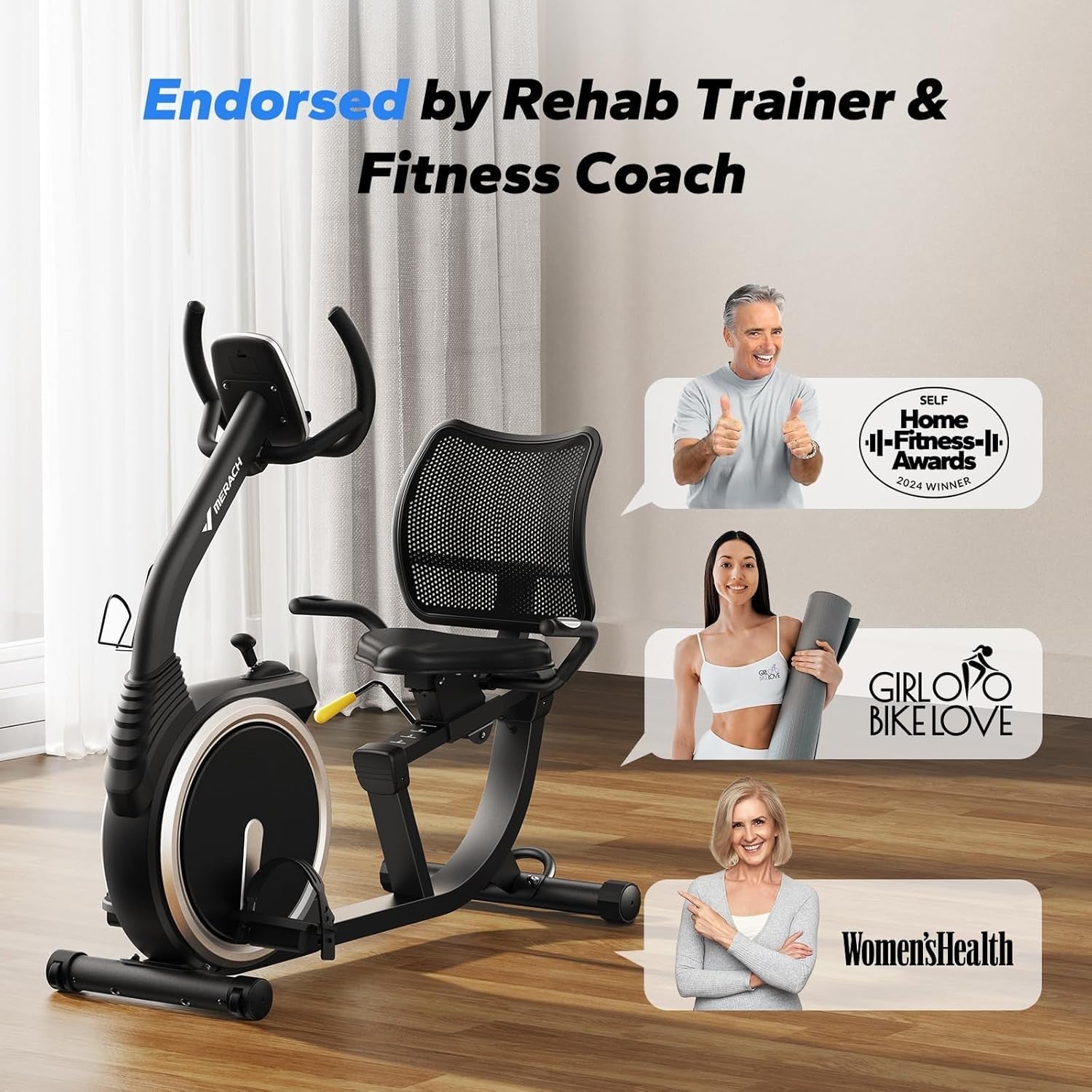 Recumbent Exercise Bike Magnetic Bluetooth LCD Quiet Adjustable Seat