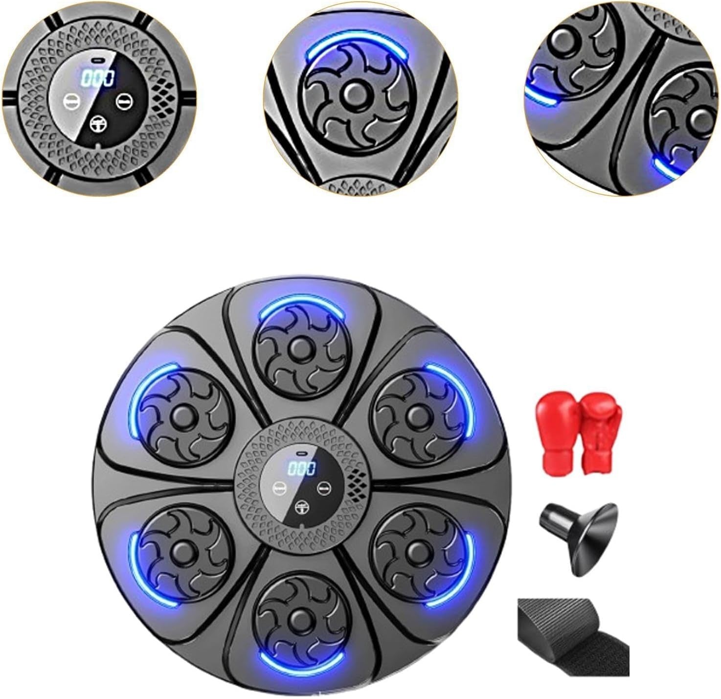 Music Boxing Machine Blue LED Punch Target Wall Mounted Training Pad Home Gym