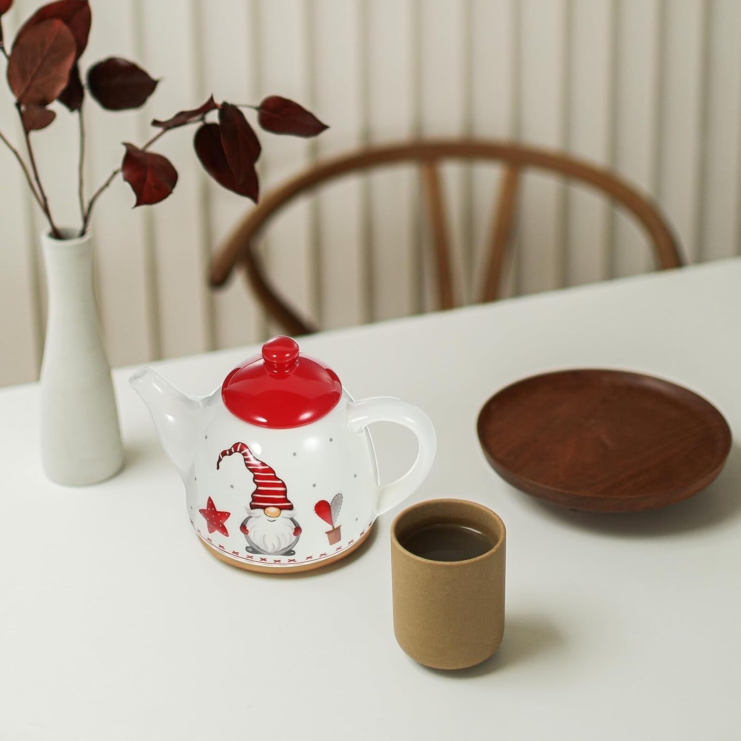 Christmas Santa Ceramic Teapot Nordic Embossed Tea Pot Xmas Decor