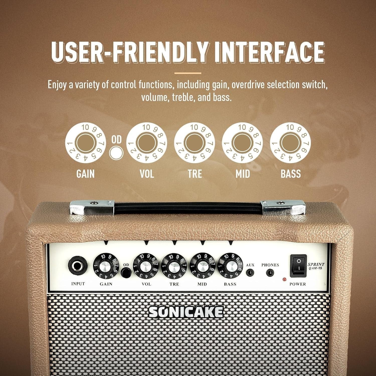 15W Electric Guitar Amp Combo Practice Amplifier AUX EQ
