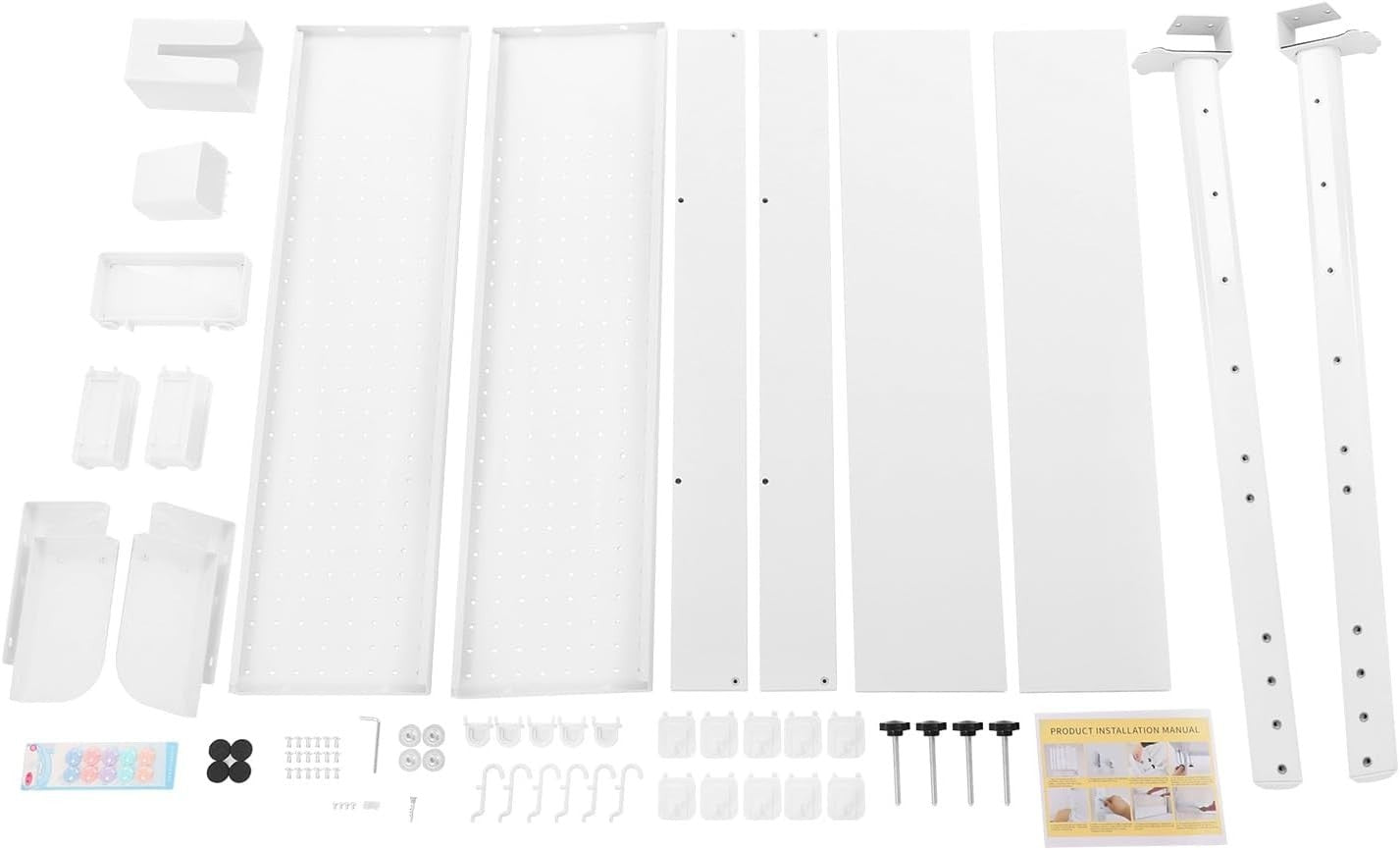 Clamp-On Desk Pegboard 100cm 2-Tier Shelf Desktop Organizer Privacy Panel