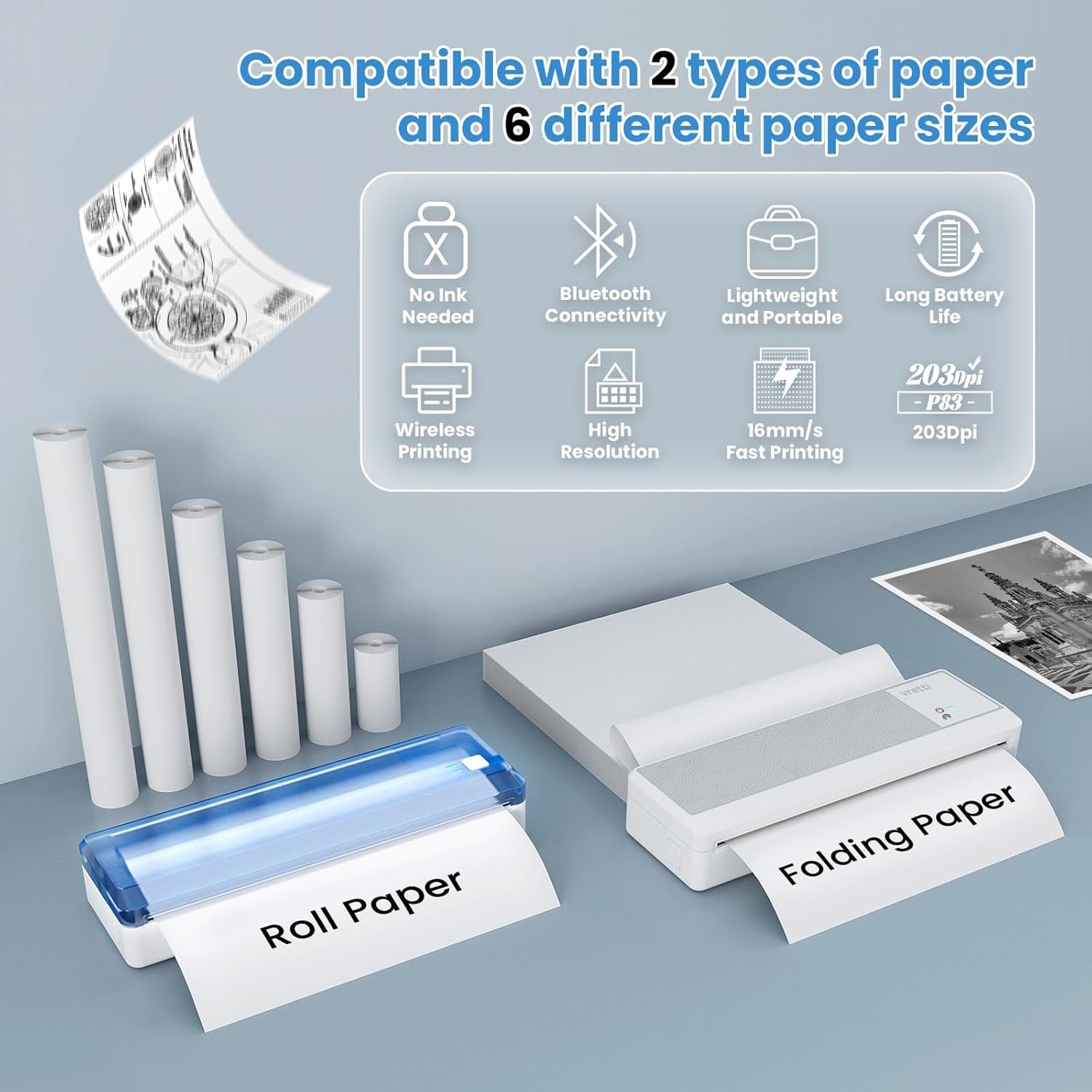 A4 Portable Thermal Printer Bluetooth Wireless