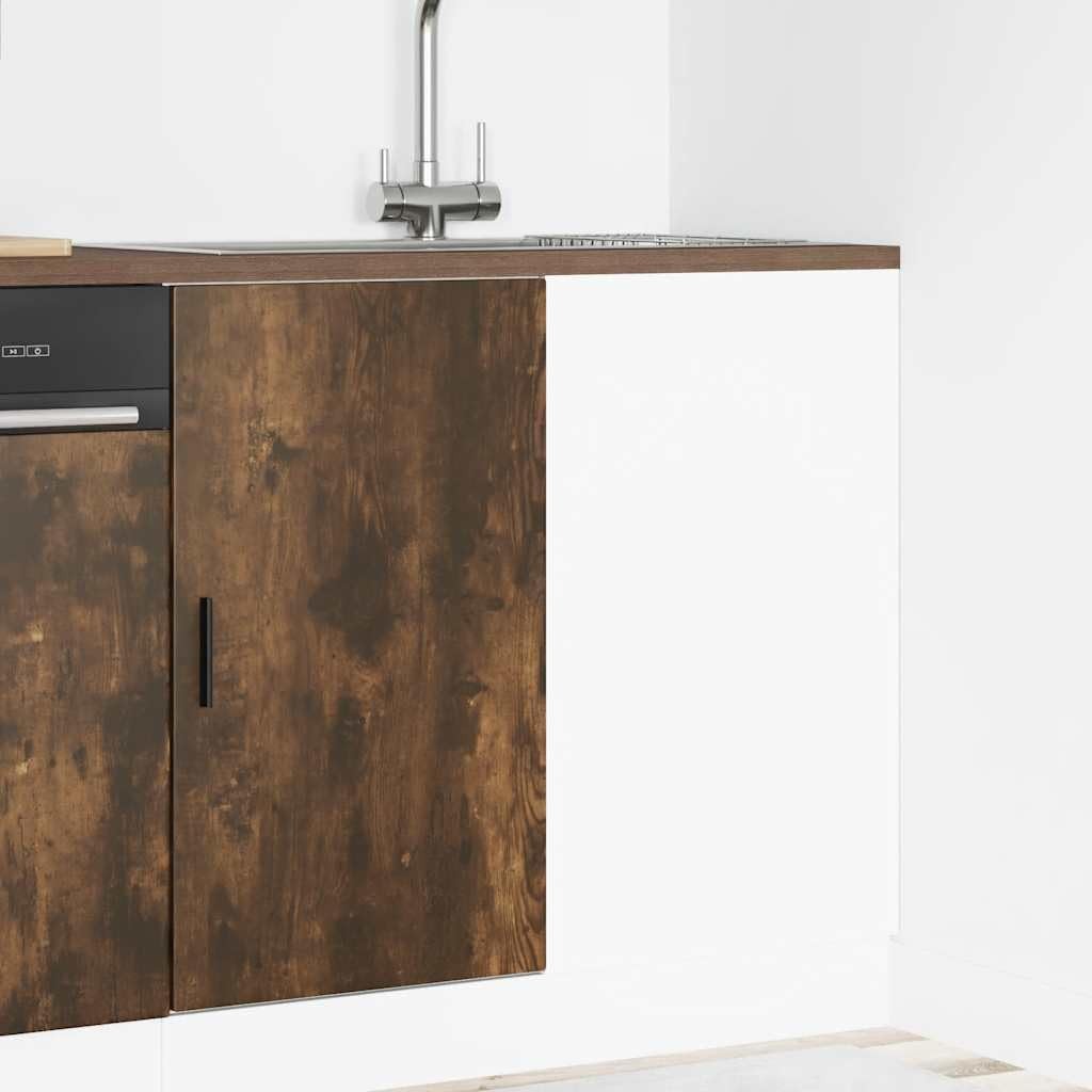 Smoked Oak Under Sink Bathroom Cabinet 60cm Modern Storage Unit