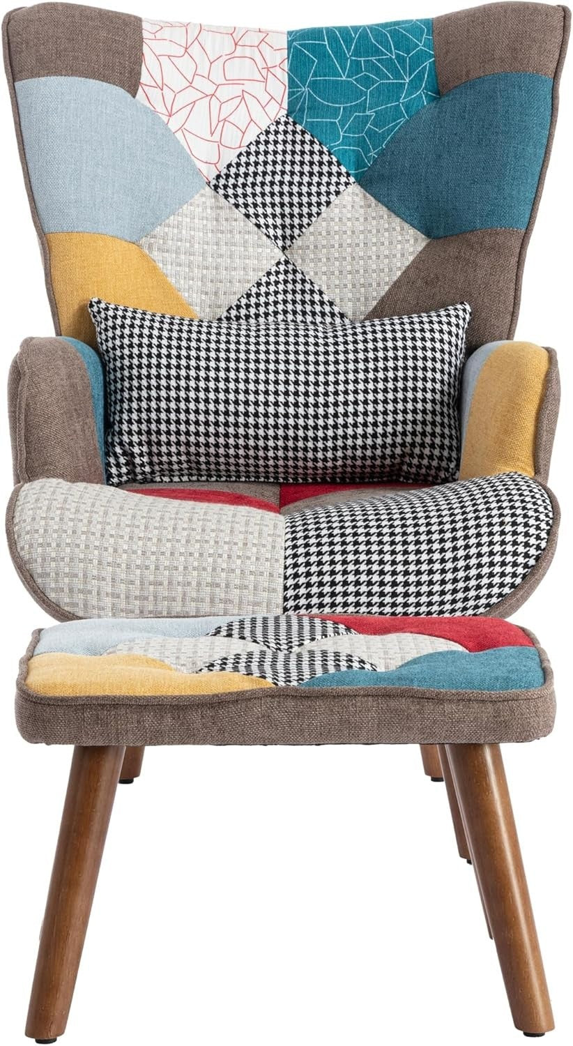 Soft Lounge Armchair with Ottoman, Comfortable Reading Chair for Living Room