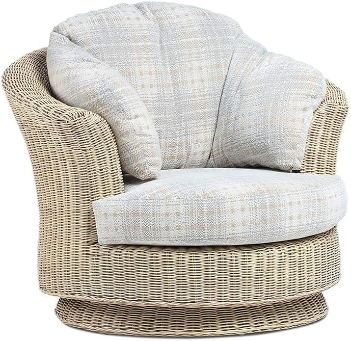 Swivel Rattan Armchair Indoor Circular Lounge Chair with Cushion 360° Spin