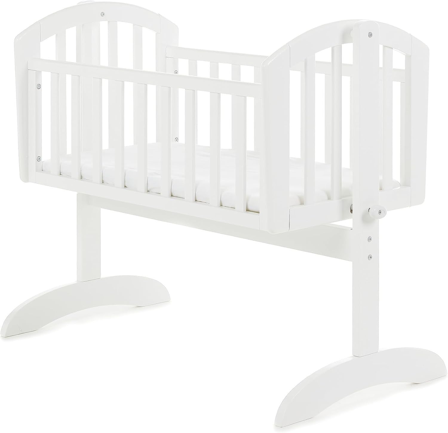 Wooden Baby Swinging Gentle Rocking Cradle with Mattress White