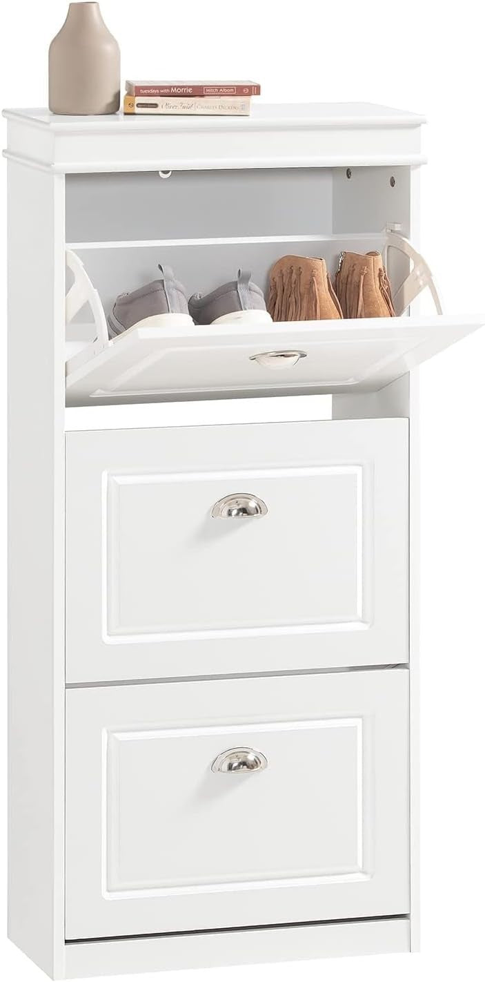 3 Drawer Flip Door Shoe Cabinet Slim Storage Unit 53x24x117 cm Black