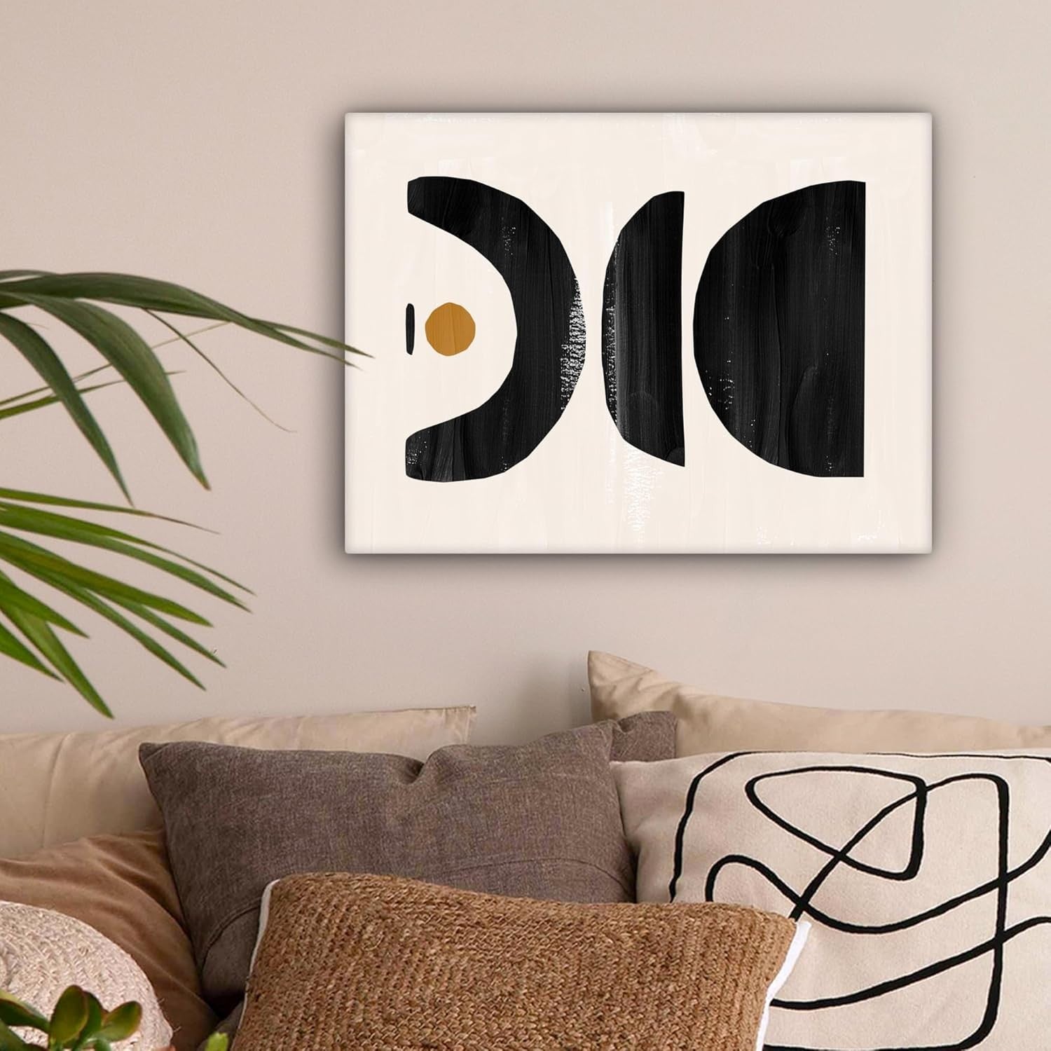 Black Beige Abstract Canvas Wall Art 40x30cm Modern Framed Print