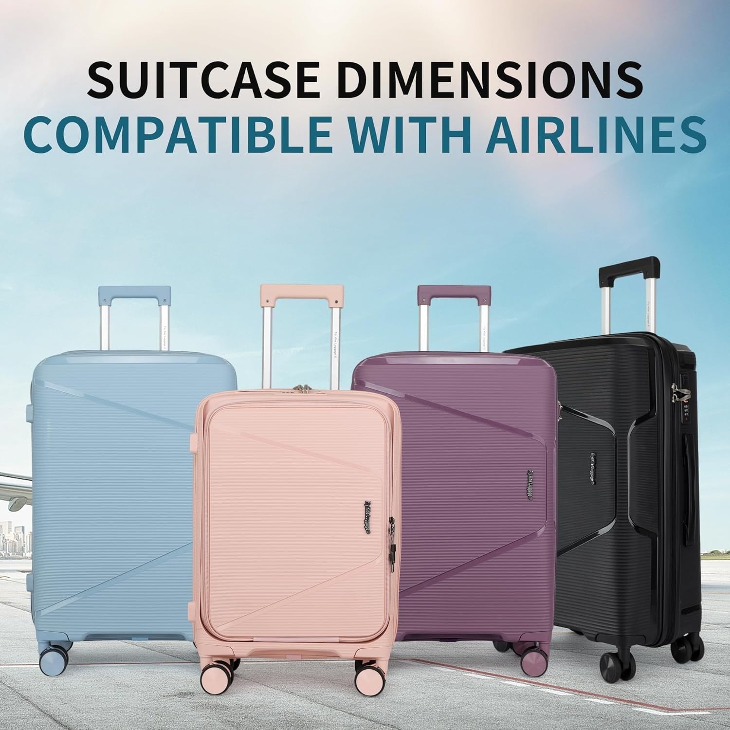 20 Inch Cabin Suitcase Hard Shell TSA Lock Spinner Wheels PP