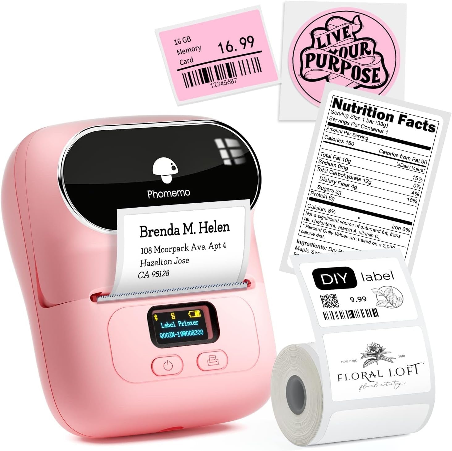 Bluetooth Label Maker 2" Thermal Printer 100 Labels