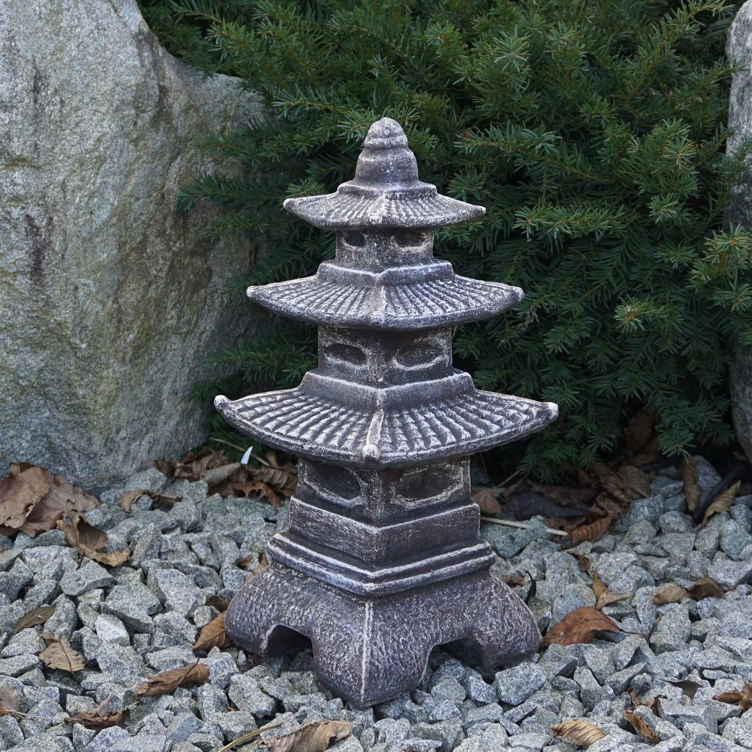 Japanese Stone Pagoda Lantern 46cm Frost Proof Cast Concrete Garden Decor