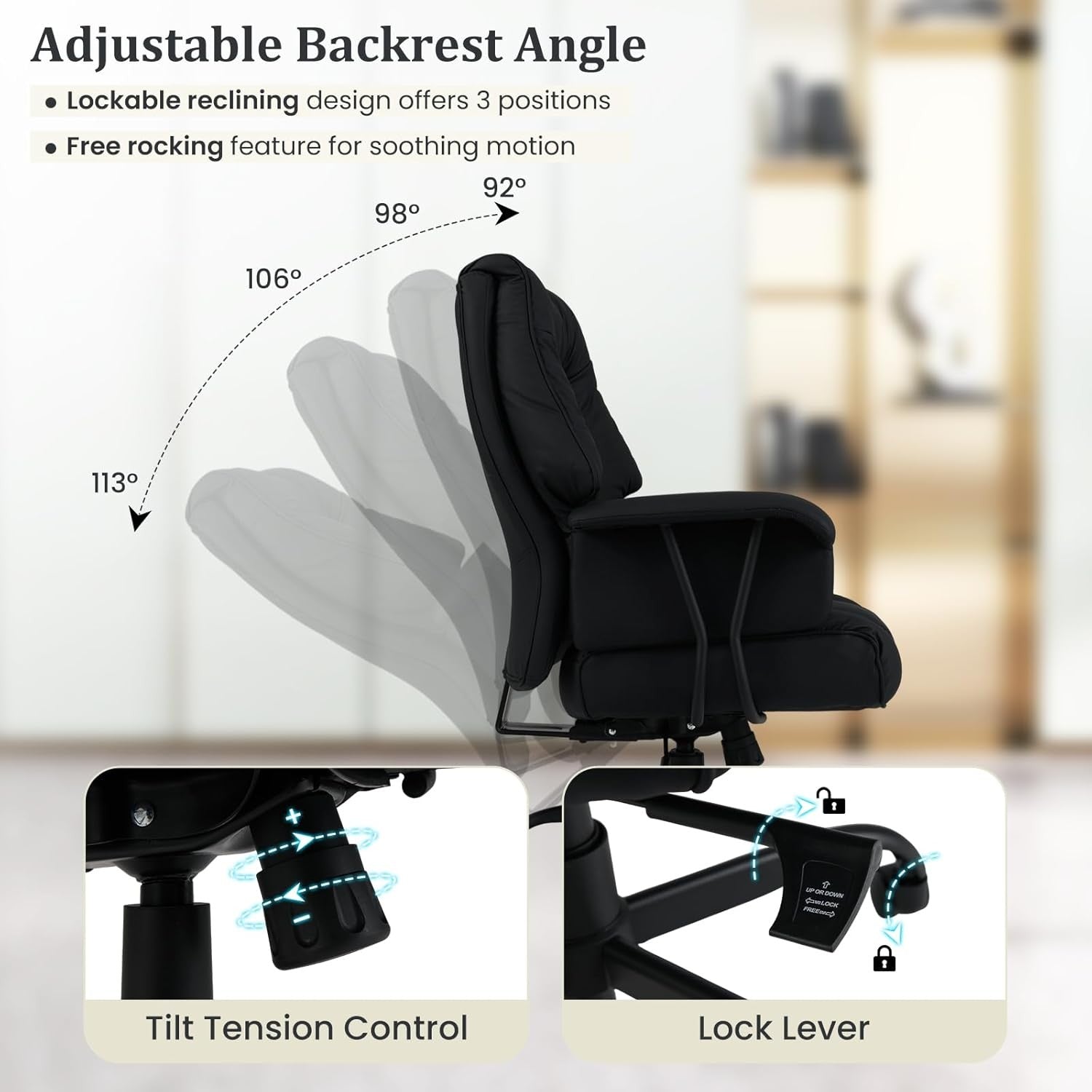 Executive Office Chair High Back PU Leather Swivel Tilt