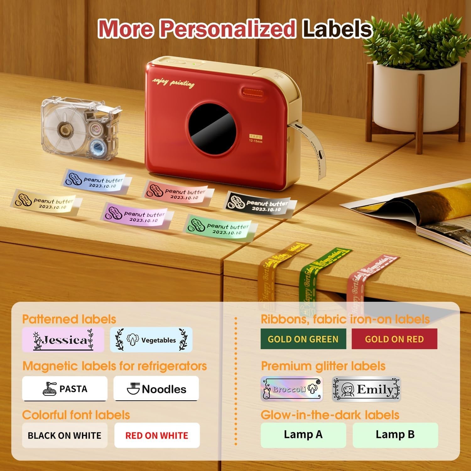 Mini Bluetooth Label Printer Portable Thermal Sticker Maker for Home Office