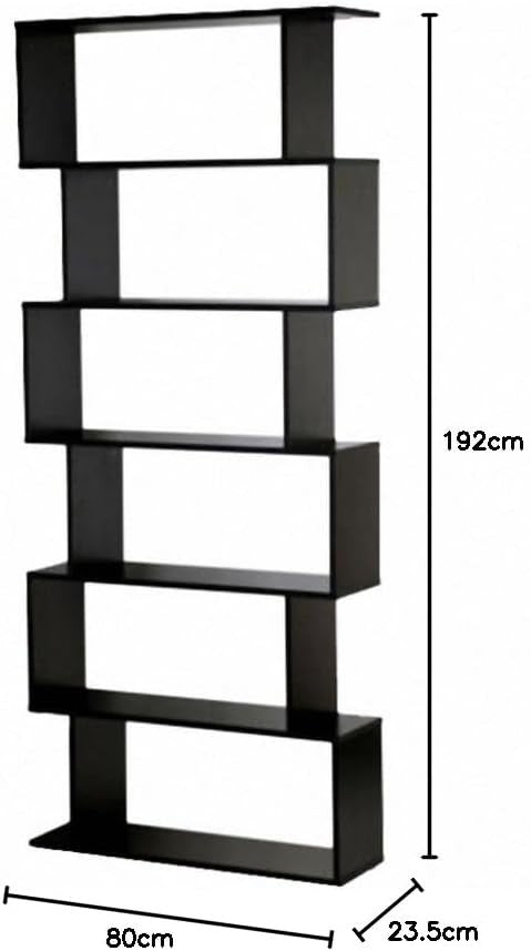 Modern S-Shape 6-Tier Bookcase Free Standing Display Shelf Unit Storage