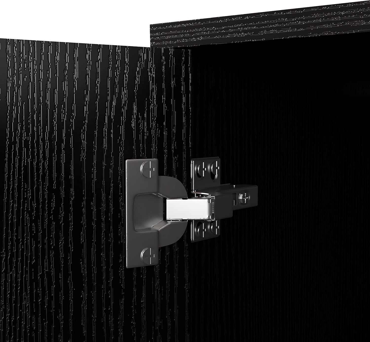 Modern Black Sideboard Cabinet with 4 Doors, Elevated Legs & Ample Storage