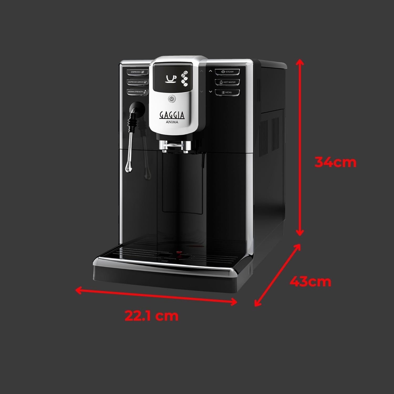 Automatic Bean-to-Cup Espresso Coffee Machine | Pro Steam Wand | 43cm Compact
