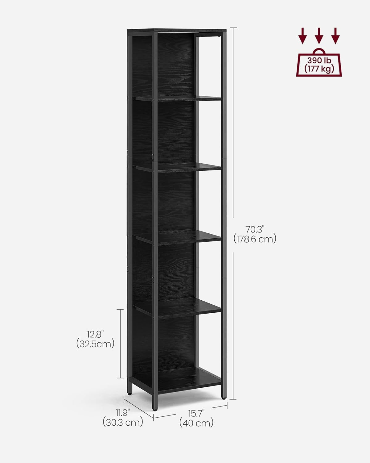 6-Tier LED Bookshelf Tall Storage Unit with Dimmable Lights Modern Display Shelf