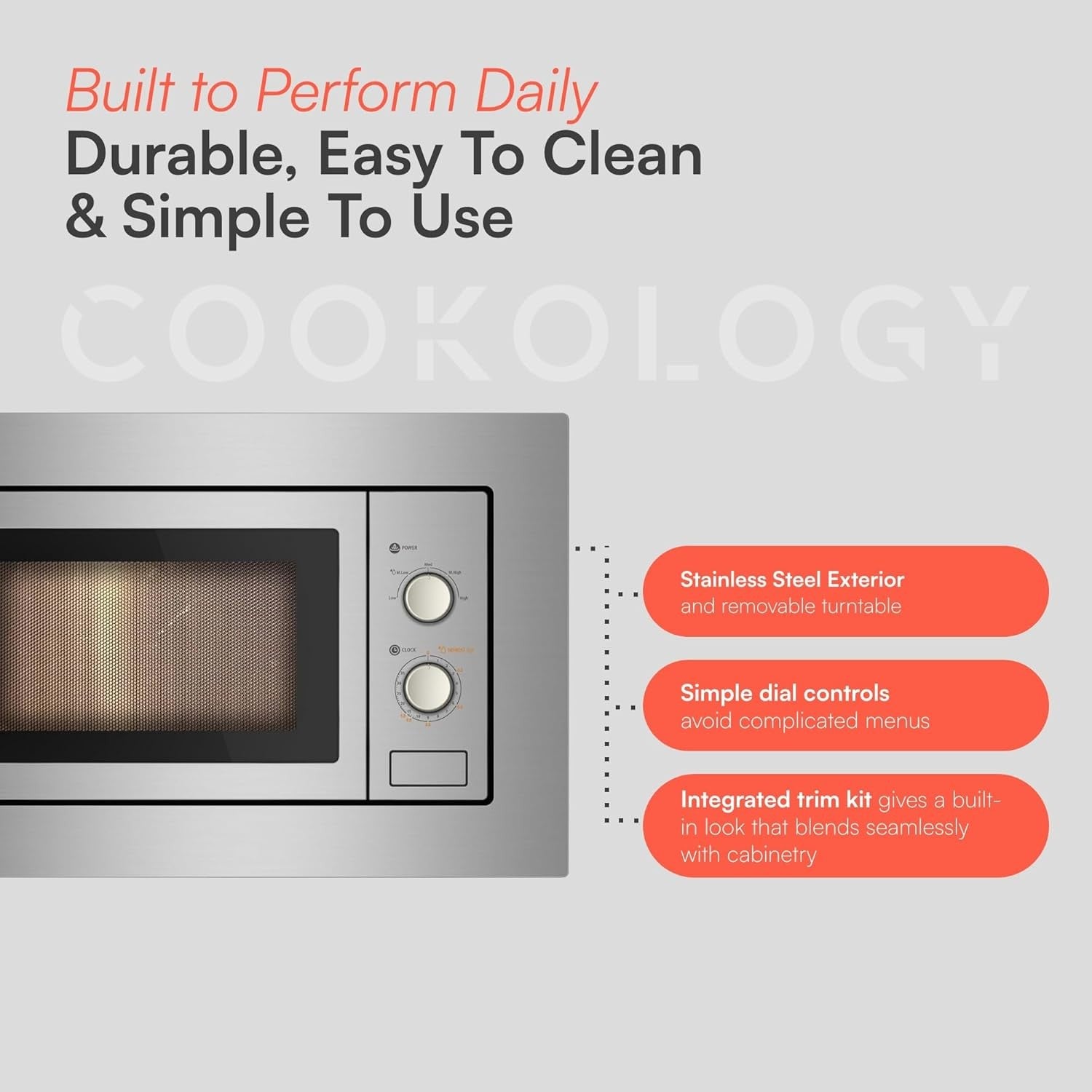 Cookology 17L Built-in Microwave Stainless Steel Integrated Frame Trim