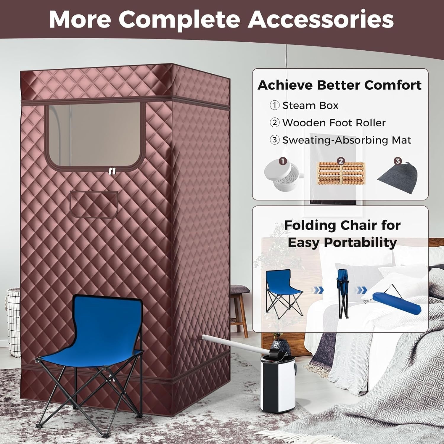 Portable Home Steam Sauna Tent w/ 3L Steamer & Remote Full Body Detox Spa