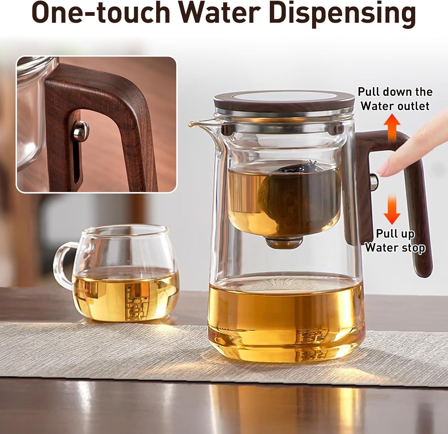 Glass Teapot with Infuser 800ml Tea Water Separation Tea Coffee Pot