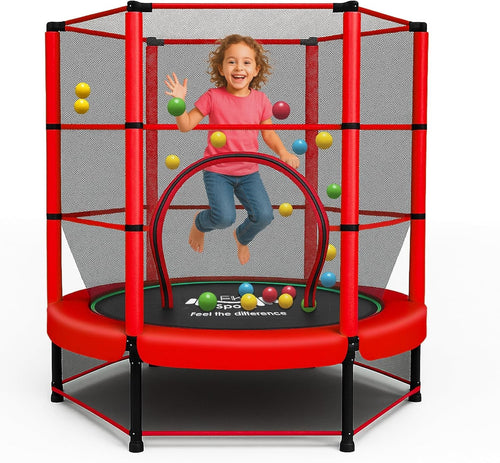 55” Kids Trampoline w Safety Enclosure Indoor Outdoor Bungee Ages 1–11