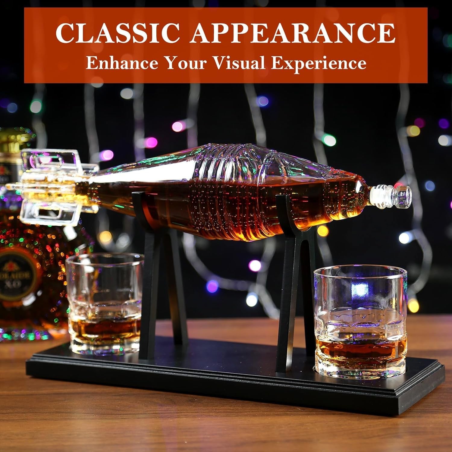 Whiskey Decanter Set 750ml Bottle Holder with 2 Glasses | Luxury Bar Gift Men