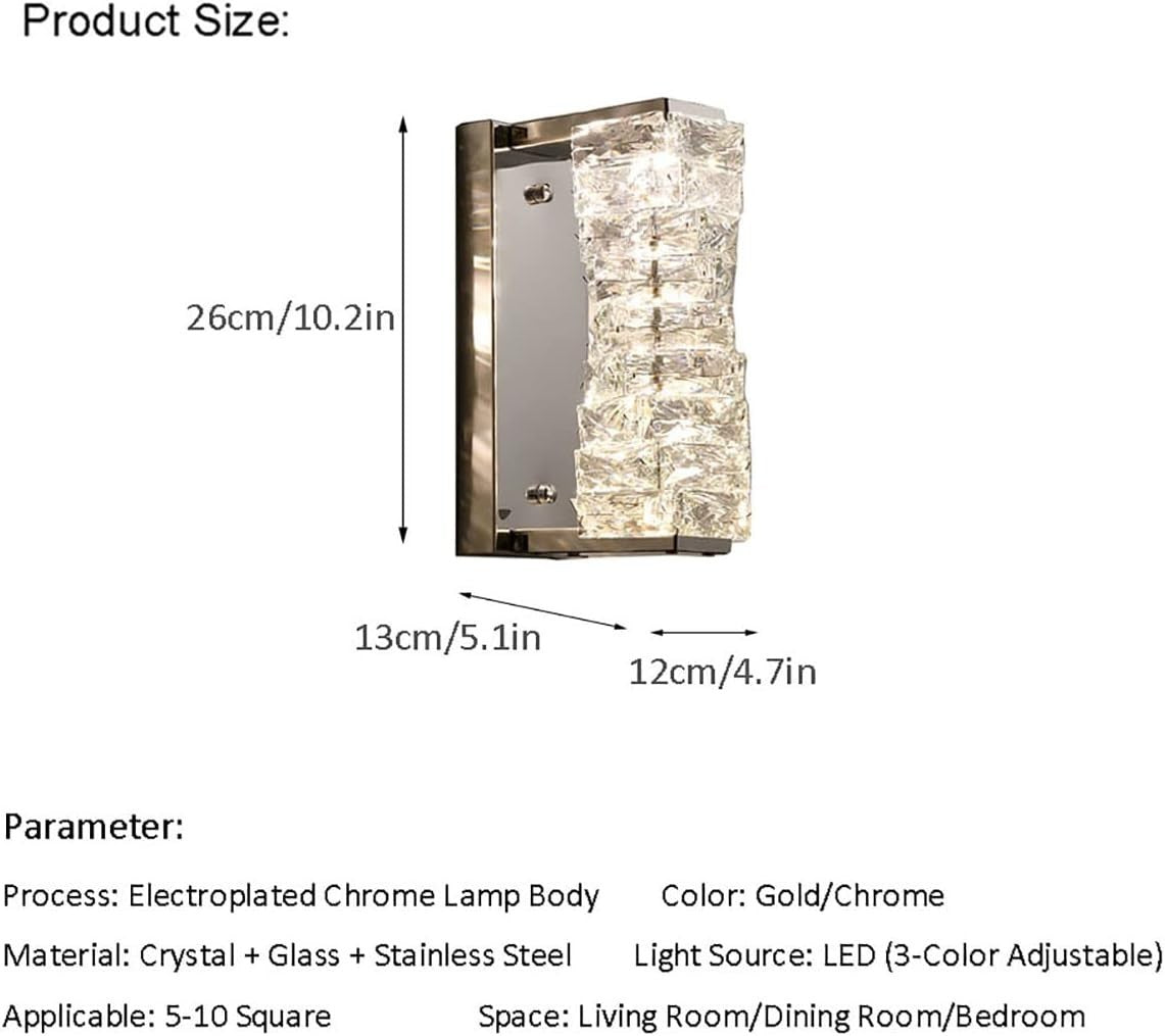 Silver Crystal Wall Light LED Sconce | Elegant Bedroom & Hallway Lamp