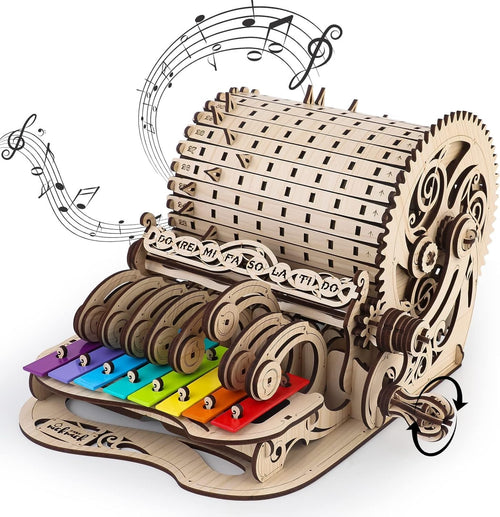 Hand Cranked 3D Wooden Piano Puzzle Model Kit, Music & DIY Craft Gift