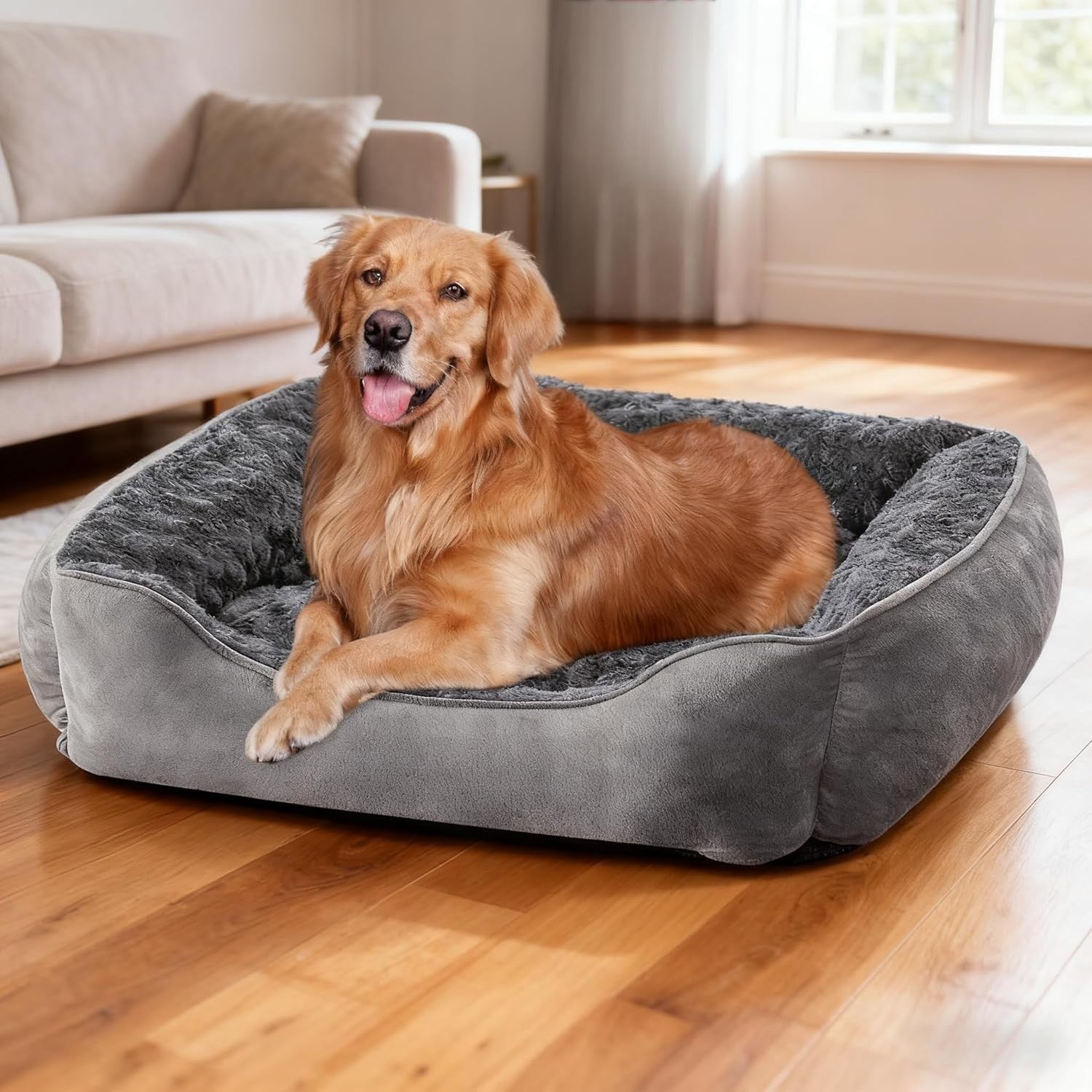 XXL Calming Dog Bed 106x80x23cm Washable Plush Non Slip