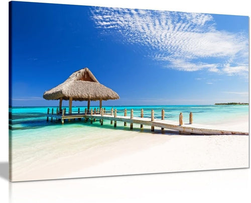 Tropical White Sandy Beach Canvas Wall Art Coastal Sea Print Large 30x20