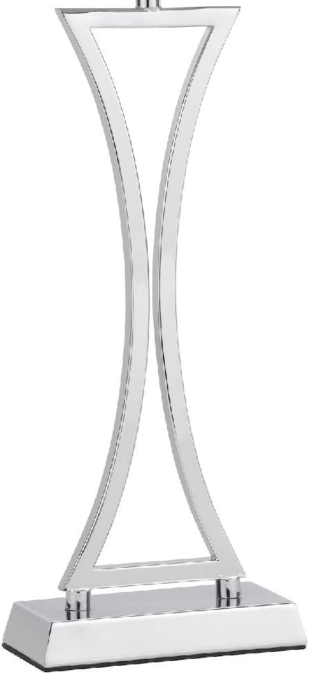 Modern Chrome Table Lamp with Cream Pleated Shade & Inline Switch