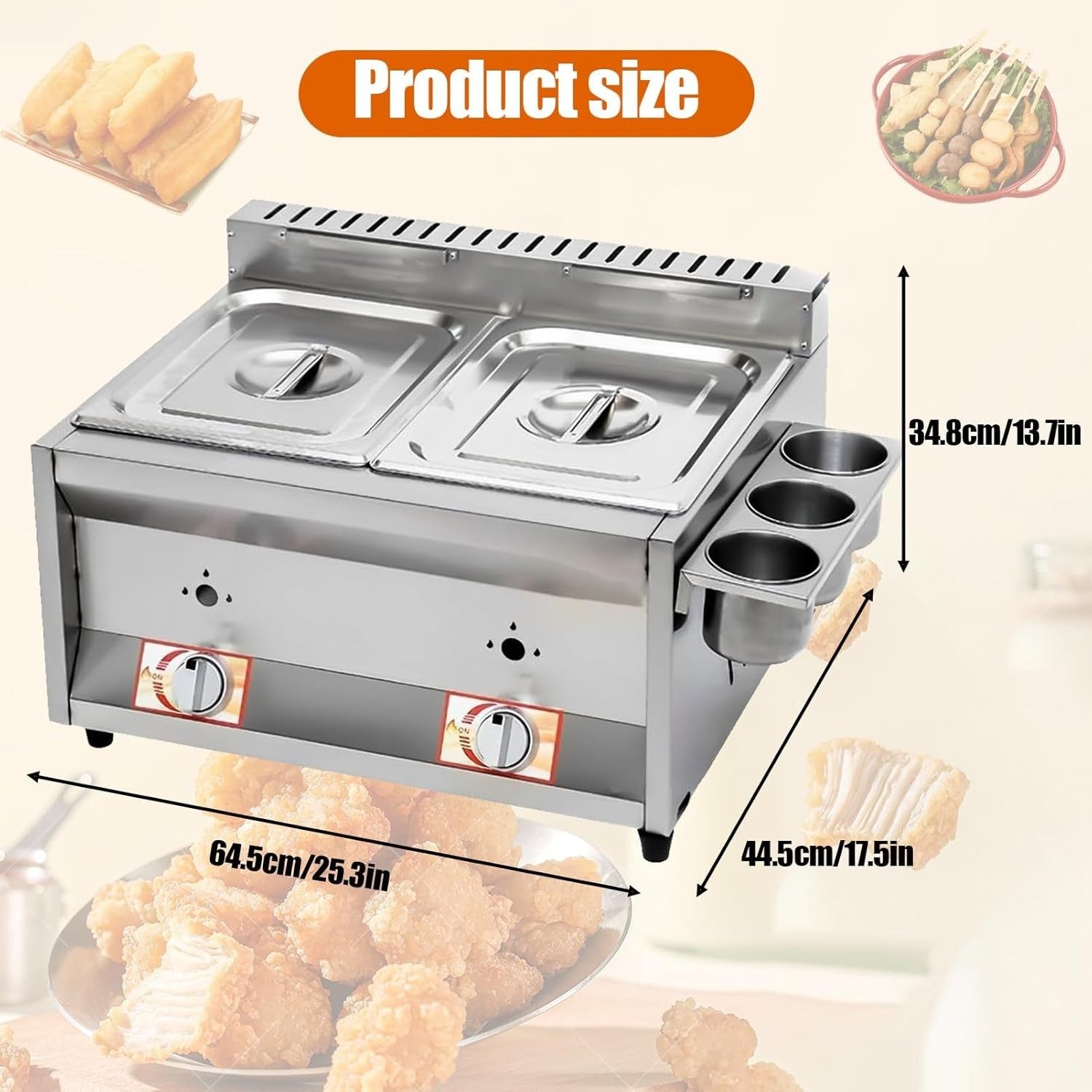 LPG Gas Twin Tank Chip Fryer 20L Stainless Steel Commercial Use